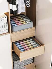 24-Grid Foldable Socks & Underwear Storage Organizer, Fabric Collapsible Closet Organizer Box, Suitable For Socks, Underwear, Ties, Grey, Autumn Decor, Holiday Decor, Room Decor, Home Decor, Autumn Decor, Bedroom Decor - Multicolor - View 2