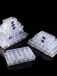 Transparent Fixed Compartment Plastic Storage Box 10/12/15/18/24 Slots Optional PP Material Jewelry Box Storage Earrings Rings Nail Art Rhinestones Nail Accessories DIY Beads Soft Clay Handmade Small Parts Multi-Functional Portable Storage Box Girls Gift - Clear - View 1