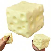 Tachimi 1pc New Giant Cheese Filled Squishy, Square Cheese Ball Squeeze Toy, Realistic Bread Texture, Slow Rebound TPR Shell, Super Stress Relief, Large Slow Rebound Squishy Toy - Multicolor - View 8