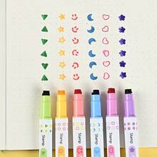 1/6pcs Dual-Tip Stamp Pens, Cute Pattern Colorful Stamp Pens, Built-In Stamp, Multi-Color Decorative Diary Pens, Suitable For Journaling, Scrapbooking, Note Marking, Painting Crafts, Creative Stationery And Back To School Supplies For Students And Children. - Same Style - View 6