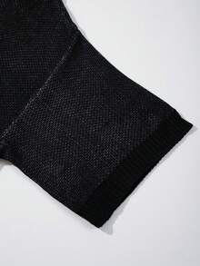 ANDREILEE Men's Unisex Crew Neck Knit Top Casual Street Loose Fit Pullover Short Sleeve Sweater T-Shirt Spring Summer - Black - View 8