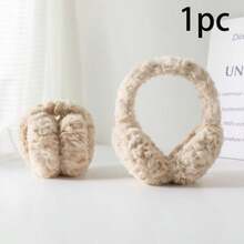 2pcs Foldable Curly Plush Earmuffs, Thick Warm Ear Covers, Girly Style, Portable, Student Commute Winter Cold Protection, Outdoor Versatile Plush Ear Warmers - Multicolor - View 13