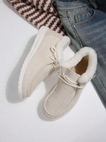 Sapatos Femininos Novos de Cano Baixo e Sola Plana, Cabedal de Couro Sintético PU com Patchwork Multicolorido, Sola de Borracha Branca, Sapatos Casuais Retrô, Sapatos de Barco, Mocassins, Combinando Conforto e Estilo Casual, Adequados para Deslocamento Diário e Looks de Férias - Bege - Visão 6