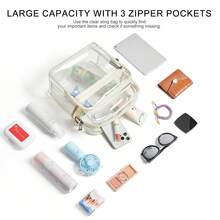 LATMAP Clear Crossbody Bag For Women Men, Stadium Approved, Stadium Approved 10.7x 4.5 X11.5 Clear Transparent Purse Bag For Concerts Sports Events Festivals - 白色 - 查看 3