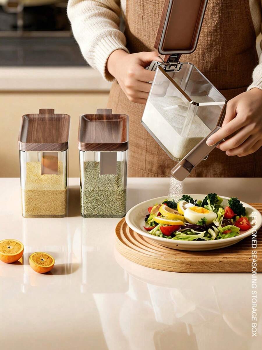 Multi-Compartment Seasoning Box Set For Home Kitchen, Spice Storage Jars, Salt & Sugar Condiment Organizer - Multicolor - View 1