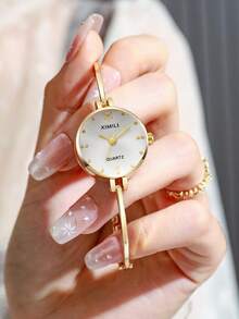1pc Women's Wristwatch, Elegant Unique Fashion Small Dial Watch, Suitable For Daily Wear, Fashionable Charming Casual Style, Perfect Gift For Holidays - Gold - View 6