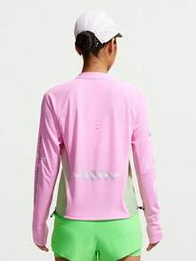 Nike Women's AS W NK SWIFT JERSEY TOP LS NV Long Sleeve Knit Collarless T-Shirt TIM7543-621 - Bubblegum Pink - View 2