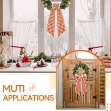 2 Pcs Orange And White Plaid Wreath Sash For Front Door Scalloped Ribbon Sash For Home Yard Outdoor Indoor Doorway Decor - Orange Plaid - View 7