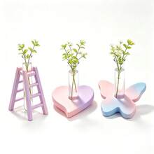 Cetakan Silikon Alas Vas Tabung Reaksi yang Dapat Diganti, Termasuk Bentuk Hati, Kupu-kupu, Tangga, dan Bentuk Lainnya, Cocok untuk Pembuatan Lem Tetes Resin Epoksi, Dekorasi Meja, Dekorasi Bunga Kreatif Buatan Tangan DIY - B - View 10
