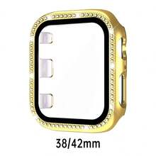 黑色、銀色、玫瑰金、藍色通用保護殼，適用於男女性 40mm 41mm 42mm 44mm 45mm 46mm 49mm，PC 硬質材質，附水鑽直角邊框與螢幕保護貼 2-in-1 防撞防刮防塵，相容 Ultra 3 2 1 系列 10 SE 9 8 7 6 5 4 系列 - 彩色 - 查看 82