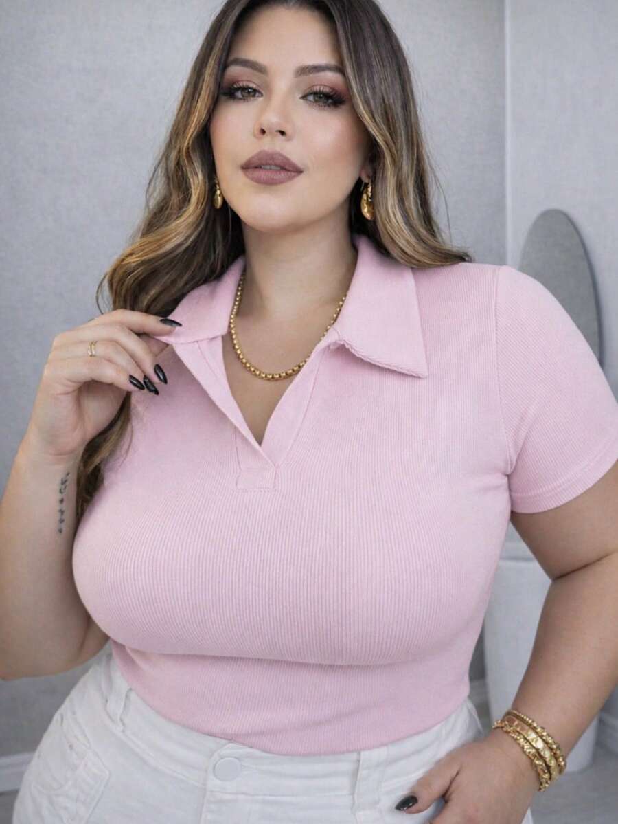 Plus Size Blouses - Rosa vieja - Ver 1