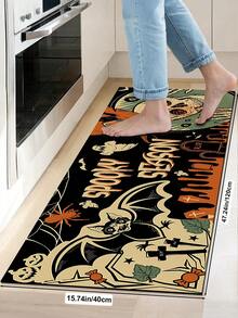 1/2pcs Halloween Vintage Skeleton Design Diatomaceous Earth Bath Mat, Super Absorbent, Non-Slip, Perfect For Bathroom, Kitchen And Dining Room, Quick Drying, Machine Washable, Perfect Gift For Home Decor And Bathroom Mat - Multicolor - View 14