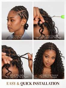 ARABELLA Extensiones de cabello humano 100% natural negro rizado afro crochet sin nudos tipo pluma de 14-24 pulgadas hechas a mano pre-enlazadas pre-seccionadas invisibles Miracle Knot - SNatural - Ver 9