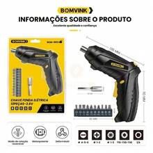 Chave De Fenda Elétrica Duas Formas Com 12 Peças Luz 3.6v Recarregável Bomvink - Entrada do Brasil (127V) - Visão 4