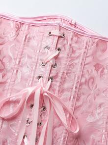Vintage Court Style Classical Pink Jacquard Women's Waist Cincher, Suitable For Outerwear, Holiday Party, Halloween Cosplay - Pink - View 5