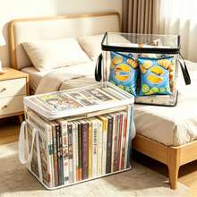 2/1 Heavy Duty Transparent PVC Storage Box, Foldable With Visible Window Storage Bag, Thickened Waterproof Rectangular Container, Suitable For Books, Toys, Stationery And Snacks, Space-Saving Home And Classroom Storage, Practical Holiday Gift Choice - Multicolor - View 4
