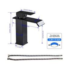 Home Waterfall Faucet – Modern Square Design, Hot And Cold Control, Easy Single-Hole Installation - 6432-black (Short) - View 3