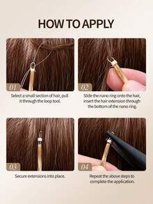 Nano Ring Hair Extensions Human Hair, 16-22 Inch, 25g 25 Strands, Cold Fusion Extensions, Low Visibility Nano Beads, Seamless Blend For Length And Volume With Hair For Women, Perfect For Daily, Party And Wedding Hairstyles - Multicolor - View 10