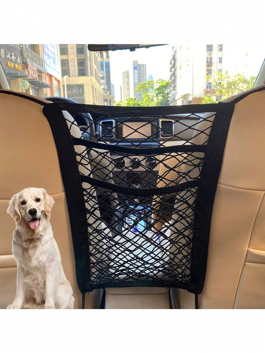 3-Layer Elastic Car Mesh Storage Bag, Car Seat Mesh, Pet Dog Isolation Net, 3-Layer Elastic Car Back Seat Mesh Storage Bag, Seat Back Mesh Bag, Pet Dog Car Isolation Net, Storage Mesh Bag - one-size - View 1