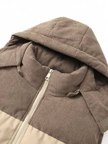 Women's Autumn/Winter Colorblock Thickened Warm Hooded Padded Vest Jacket - Khaki - View 3