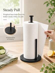 Heavy-Duty Kitchen Paper Towel Holder With Tidy Storage Edge Preventing Paper Unrolling Classic Countertop Paper Towel Dispenser For Working Pros Handy Napkin Holder To Hold Paper Towels In Baño Area Toilet Paper Holder Home Organizer Tools - A - View 3