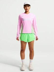 Nike Women's AS W NK SWIFT JERSEY TOP LS NV Long Sleeve Knit Collarless T-Shirt TIM7543-621 - Bubblegum Pink - View 6
