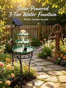 3 Tier Solar Bird Bath Fountain – Lotus Cascading Water Feature With 2 In 1 Bird Feeder, Detachable Solar Panel & Filter Pump For Winter Birds, No Tool Snap Assembly For Backyard Patio Garden - 綠色 - 查看 9