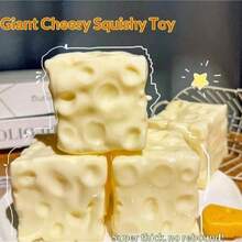 Tachimi 1pc New Giant Cheese Filled Squishy, Square Cheese Ball Squeeze Toy, Realistic Bread Texture, Slow Rebound TPR Shell, Super Stress Relief, Large Slow Rebound Squishy Toy - Multicolor - View 1