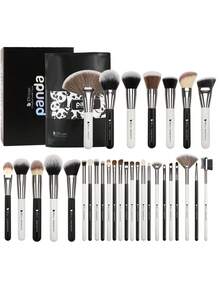 DUcare 31-Piece Professional Makeup Brush Set Comes With A Custom Matching Bag, Featuring Ultra-Soft, Skin-Friendly Bristles For Flawless Application, Organized Dust-Proof Storage, And Elegant Design-Perfect For Daily Use, Travel, Thoughtful Gift. - Black and White - View 12