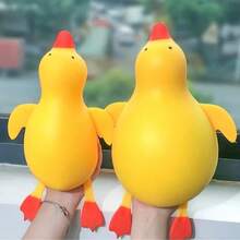 1pc Cute Yellow Duck S-Queeze Stress Toy, Soft Cartoon Animal Squeeze Toy For Kids, Classroom Reward, Birthday Party Favor For Boys And Girls, Novelty Sensory Game Gift -- Squeeze Toy - Squeeze Toy - Squeeze Toy - S-Quishy Toy - Crunchy Squeeze - Multicolor - View 4