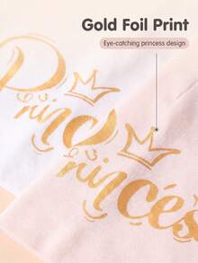 2 Peças Gorro de Algodão Quente com Estampa de Letra de Princesa em Folha para Bebê Menina, Uso Diário em Casa & Ao Ar Livre, Todas as Estações - Multicolorido - Visão 5