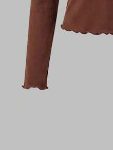 Sweet Autumn/Winter Girls Brown Bow Decor Long Sleeve Top + Bow Print Long Pants Pajama Set, Soft Fabric, Suitable For Girls Home Wear - Brown - View 6