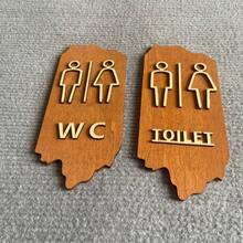 لافتة باب الحمام الخشبية، لوحة بسيطة WC/TOILET/MEN/WOMEN، ديكور جدار الحمام الريفي للمنزل والمقهى والبار - 1PC - مشاهدة 7