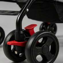Carrinho de Bebê Dobrável Compacto com Capota Retrátil, Rodas Giratórias, Cesta para Objetos e Porta Copos, Carrinho Infantil Portátil para Passeios, Viagens e Uso Diário - Rosa chiclete - Visão 4