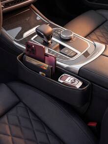 Car Seat Gap Filler Storage Box PU Leather Center Console Side Pocket Organizer Multi-Function Front Seat Gap Storage Box Can Store Phone, Wallet, Keys, Cards And Coins Car Interior Accessories (Black/Brown/Beige/Burgundy) - A - View 4
