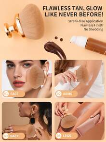 docolor Adorable Body Brush / Powder Brush / Tanning Brush, Creates A Flawless Finish For Effortless Application, Professional Body Tanning Tool That Ensures Even Application, Suitable For Liquid, Cream, And Powder Cosmetics. Seamless Blending Brush - Gold - View 4