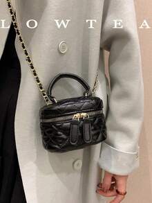 Tas Mini Ringan, Tas Rantai, Tas Quilted, Cocok Untuk Anak Perempuan, Mahasiswi dan Wanita Kantoran, Sempurna Untuk Kantor, Universitas, dan Tempat Kerja. - Hitam - View 2