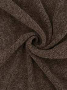 Maillard Brown Stand Collar Knitted Cardigan, Double-Breasted Metal Button Zipper Loose Short Wool Jacket - Brown - View 6