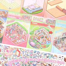 Upgraded Craftsmanship, Scenic Sticker Book, 3D Visual Effect Scene Stickers, Immersive Handmade Collage, Miniature Landscape Stickers, Characters/Animals/Plants/Houses, Unlock Creative Moments, Playable And Collectible 3D Landscape Treasures! - Sticker Book + 1 Iron Tweezers - View 5
