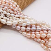 1 Strand 36cm Natural Freshwater Pearls Rice Oval Pearl Beads For Jewelry Making DIY Women Men Necklace Bracelets Handicrafts Accessories - Rice Pearl - View 3