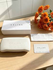 1pc Eyeglasses Case Luxury Hard Shell Fashion Glasses Box Protective Eyewear Storage Designer Accessory For Women Perfect Gift For Her CELINE-GIFT-19 - White - View 6