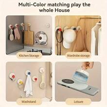 1pc Dopamine Suction Cup Hook, No-Drill Wall-Mounted Heavy Duty Hook, Tool-Free Installation, Vacuum Locking Grip, Ready To Use, Stable Load-Bearing, Bright Multi-Color Options, Home Decor Accent, Cute And Practical Home Essential - View 3
