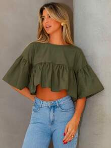 Women Blouses & Shirts - 軍綠色 - 查看 2