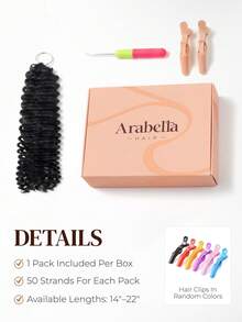 ARABELLA Afro Kinky Curly 鉤編接髮，自然色，100% 真人髮，羽毛鉤編髮，14-24 英吋，預束隱形奇蹟結接髮，輕盈可重複使用保護性髮型 - SNatural - 查看 11