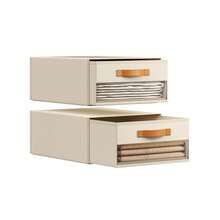 Closet Organizer And Storage, Clothing Storage Drawer, Fabric Material Closet Storage Rack, Stackable Clothing Organizer, Pull-Out Storage Drawer With Transparent Window, Under-Bed Storage Box - Beige - View 12