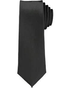 1PC Men's Solid Color Tie, Business Formal Narrow Tie (4cm) - Black - View 1