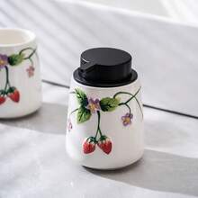 Hand-Painted Strawberry Pattern Ceramic Dispenser Bottle For Bathroom Vanity, Kitchen Sink, Multi-Purpose Toiletries - A - View 4