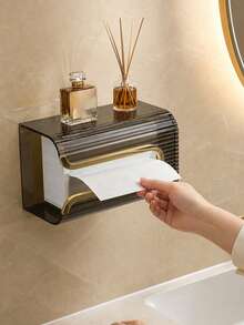 1pc Tissue Box, Wet Wipes Storage Box, Wall-Mounted Facial Tissue Holder, Paper Storage Box, Suitable For Living Room, Kitchen, Bathroom And Toilet, Daily Use And Gift Giving, Creative Women's Gift, Room Decoration, Suitable For Friends, Mother And Father - Multicolor - View 2