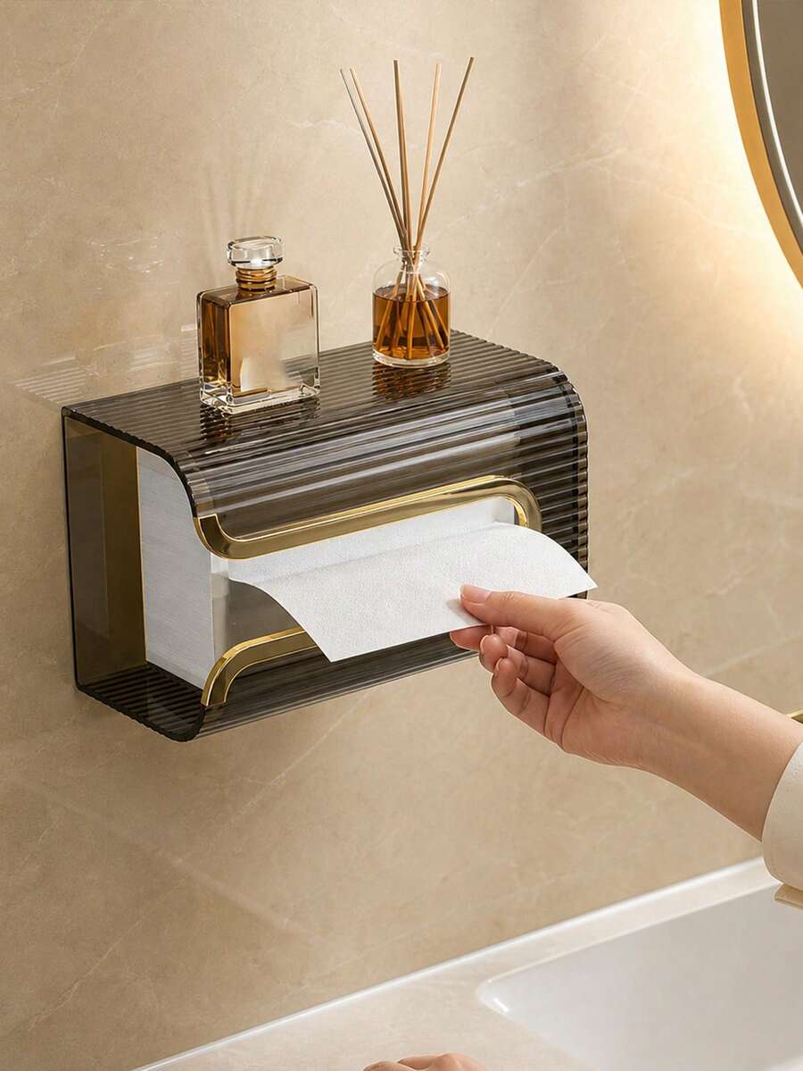 1pc Tissue Box, Wet Wipes Storage Box, Wall-Mounted Facial Tissue Holder, Paper Storage Box, Suitable For Living Room, Kitchen, Bathroom And Toilet, Daily Use And Gift Giving, Creative Women's Gift, Room Decoration, Suitable For Friends, Mother And Father - Multicolor - View 1