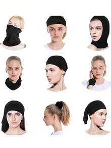 4pcs/1 Neck Gaiter Face Mask Scarf, Breathable Sun Protection Windproof, Suitable For Skiing, Fishing And Other Outdoor Activities, Cool And Comfortable, Unisex, UV Protection, Soft Windproof, Suitable For Hiking, Cycling, Running And Other Sports. - Black - View 4